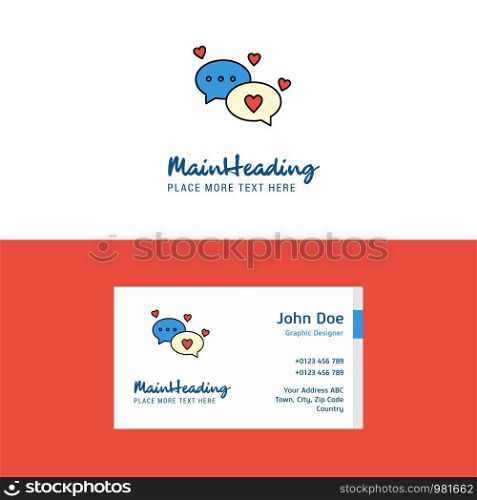 Flat Romantic chat Logo and Visiting Card Template. Busienss Concept Logo Design