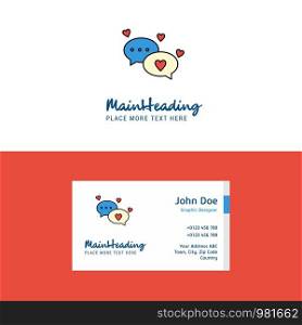 Flat Romantic chat Logo and Visiting Card Template. Busienss Concept Logo Design