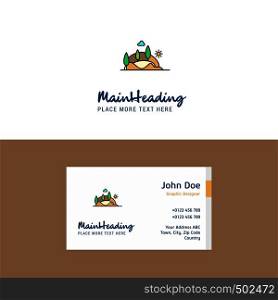 Flat Scenery Logo and Visiting Card Template. Busienss Concept Logo Design