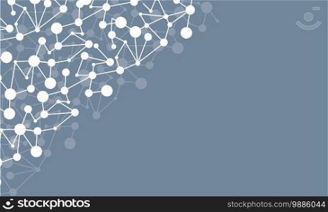 Flat scientific background of white atoms and molecules isolated on blue background. Chemical particle vector illustration