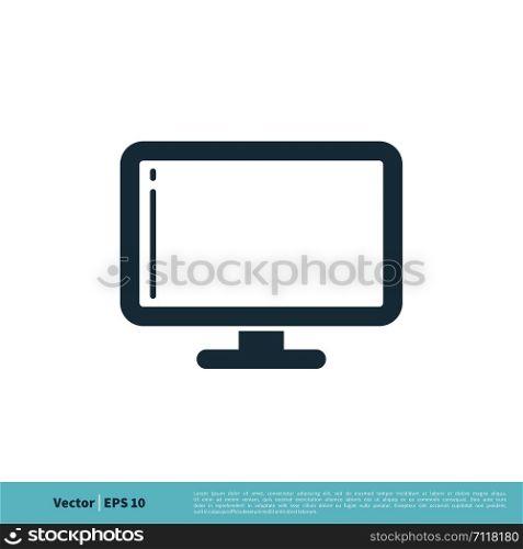 Flat Screen Television, Monitor icon Vector Logo Template Illustration Design. Vector EPS 10.