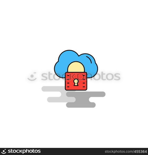 Flat Secure cloud Icon. Vector