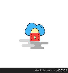 Flat Secure cloud Icon. Vector