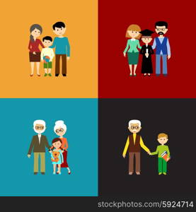 Flat set of family life. Vector illustration