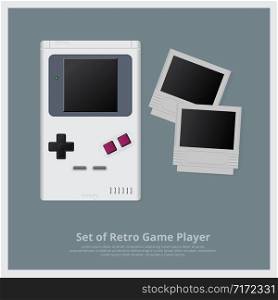 Flat Set of Retro Game Player and Accessories Vector Illustration