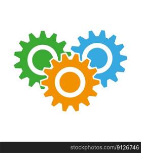 Flat set with colored gears. Technology background. Cogwheel gear, setting symbol. Vector illustration. EPS 10.. Flat set with colored gears. Technology background. Cogwheel gear, setting symbol. Vector illustration.