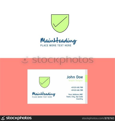 Flat Sheild Logo and Visiting Card Template. Busienss Concept Logo Design