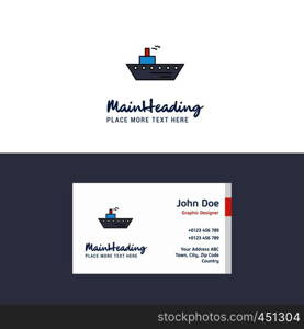 Flat Ship Logo and Visiting Card Template. Busienss Concept Logo Design