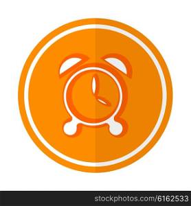 Flat simple icon alarm on a red circle. It is easy to change the shape and color. Vector illustration