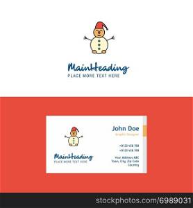 Flat Snowman Logo and Visiting Card Template. Busienss Concept Logo Design