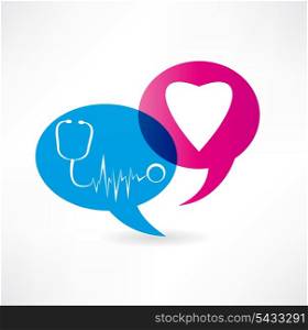 flat speech bubble icon with medical items