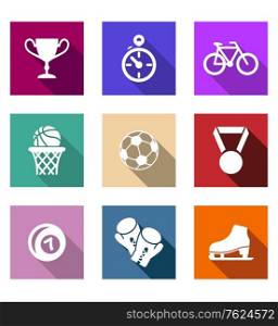 Flat sporting web icons set