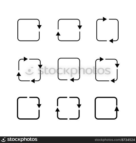Flat squares arrows icons. Reload symbol. Outline symbol collection. Vector illustration. stock image. EPS 10.. Flat squares arrows icons. Reload symbol. Outline symbol collection. Vector illustration. stock image. 