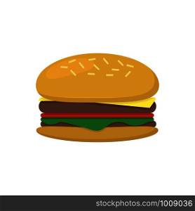 flat style burger on white background, vector illustration. flat style burger on white background, vector