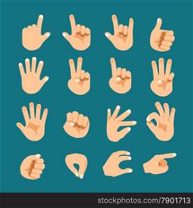 Flat style hand gesture vector icon set