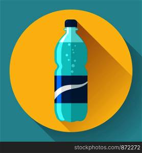 Flat Style Icon with Long Shadow. A bottle of water. Concept for education, training courses, self-development and how-to articles. Flat Style Icon with Long Shadow. A bottle of water.