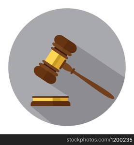 Flat style isolated on background. A wooden judge gavel, hammer of judge or auctioneer and soundboard, vector illustration. . A wooden judge gavel, hammer of judge or auctioneer and soundboard, vector illustration. Flat style isolated on background