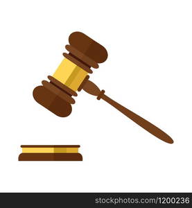 Flat style isolated on background. A wooden judge gavel, hammer of judge or auctioneer and soundboard, vector illustration. . A wooden judge gavel, hammer of judge or auctioneer and soundboard, vector illustration. Flat style isolated on background