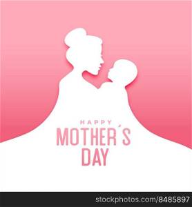 flat style mothers day mom and child card design