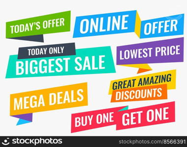 flat style sale and offer banners big set
