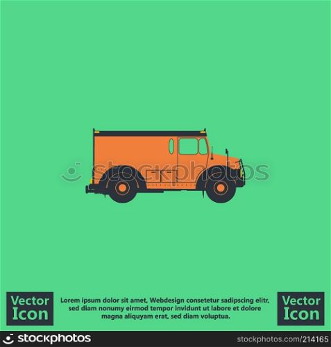 Flat style vector icon with  armored car