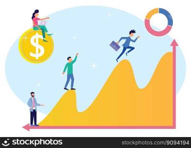 Flat style vector illustration. Graph of progress with success and growth rates on the business growth concept.