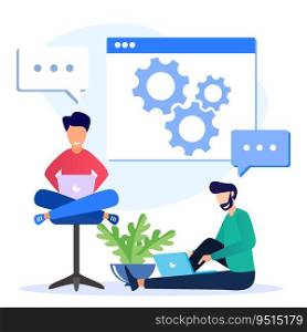 Flat style vector illustration. successful team business meetings. Business people profit on ideas. financing creative projects. Good teamwork achievement.