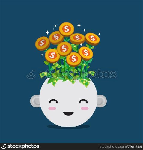 Flat style vector of money plant in smiley pot&#xA;&#xA;