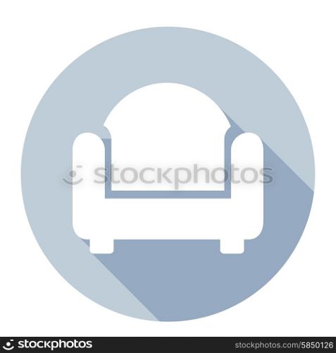 Flat style with long shadows, sofa vector icon illustration