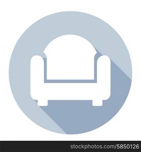 Flat style with long shadows, sofa vector icon illustration
