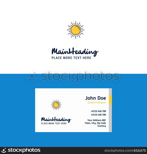 Flat Sun Logo and Visiting Card Template. Busienss Concept Logo Design