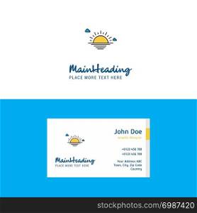 Flat Sunset Logo and Visiting Card Template. Busienss Concept Logo Design