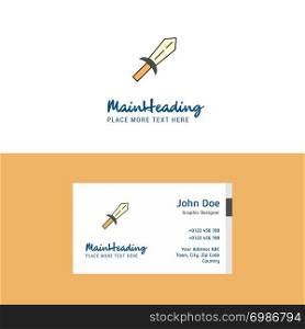 Flat Sword Logo and Visiting Card Template. Busienss Concept Logo Design
