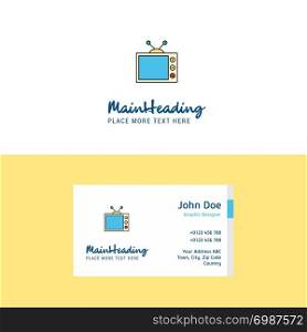 Flat Television Logo and Visiting Card Template. Busienss Concept Logo Design
