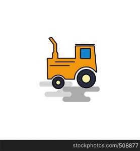 Flat Tractor Icon. Vector