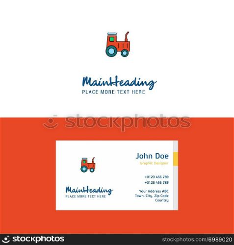 Flat Tractor Logo and Visiting Card Template. Busienss Concept Logo Design