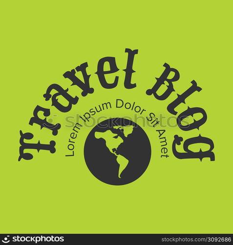 Flat Travel Blog Logo on green background. Travel Blog Logo