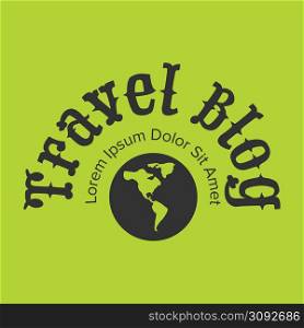 Flat Travel Blog Logo on green background. Travel Blog Logo