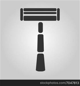 Flat trendy dark icon with electric shaver isolated from gray background. Woman trimmer for shaving. Classic safety vector razor.. Flat trendy dark icon with electric man shaver isolated from gray background. Woman trimmer for shaving. Classic safety vector razor.