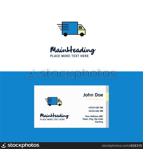 Flat Truck Logo and Visiting Card Template. Busienss Concept Logo Design