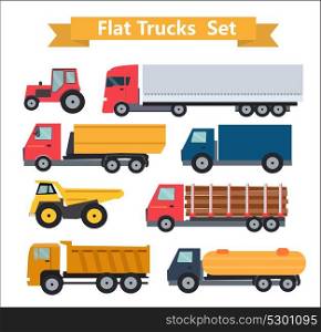Flat Trucks Set Vector Illustration EPS10. Flat Trucks Set Vector Illustration