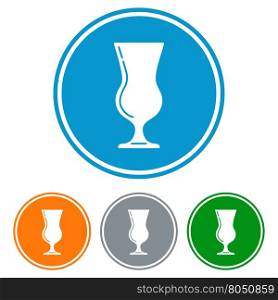 Flat tulip glass for beer. Flat tulip glass for beer icons set vector