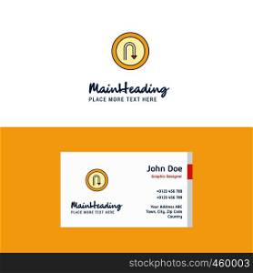 Flat U turn road sign Logo and Visiting Card Template. Busienss Concept Logo Design