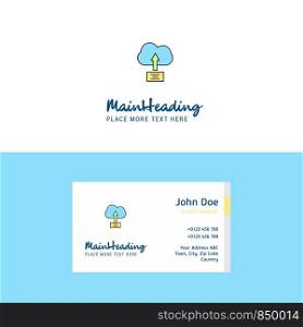 Flat Uploading on cloud Logo and Visiting Card Template. Busienss Concept Logo Design