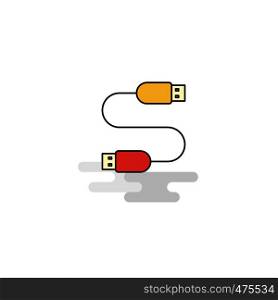 Flat USB cable Icon. Vector
