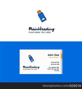 Flat USB Logo and Visiting Card Template. Busienss Concept Logo Design