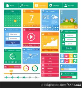 Flat user interface design template internet and applications layout elements vector illustration