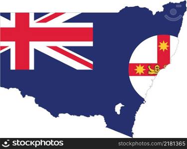 Flat vector administrative flag map of the Australian state of NEW SOUTH WALES, AUSTRALIA