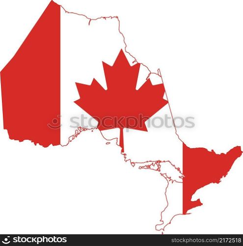 Flat vector administrative flag map of the Canadian province of ONTARIO combined with official flag of CANADA