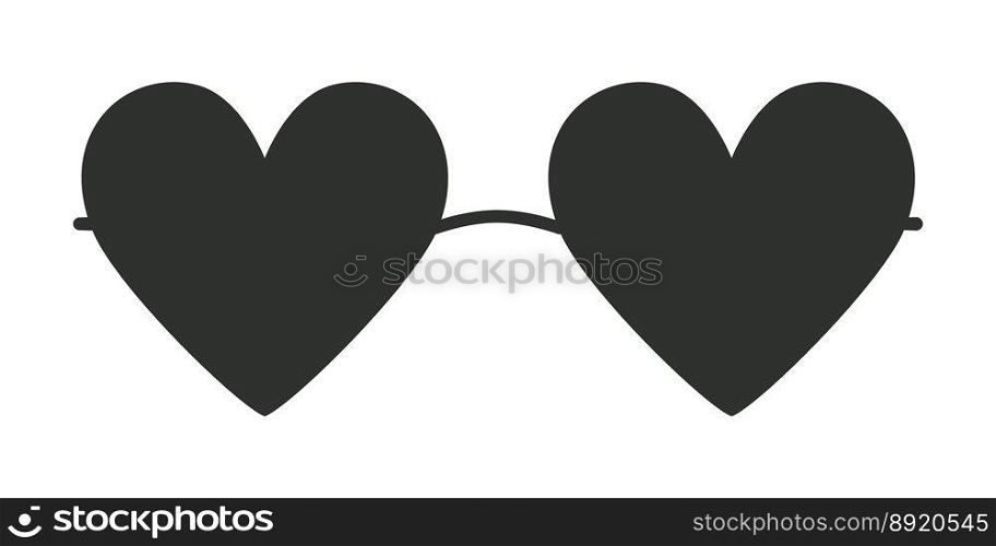 Flat vector hippy boho heart shaped sunglasses illustration. Hand drawn retro groovy elements. Clipart elements isolated on white background